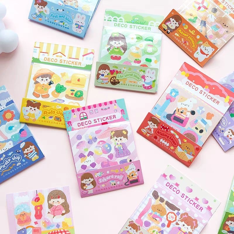 

10lembar Stiker Deko Gadis Korea Deco Sticker Lucu Cute Kawaii
