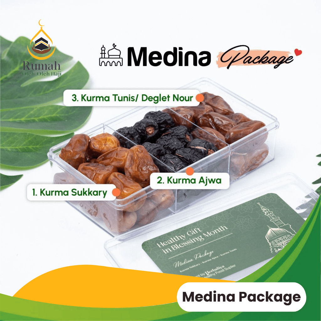 

MEDINA PACKAGE (Kurma Sukari - Kurma Ajwa - Kurma Tunis) / Hampers Cemilan Sehat