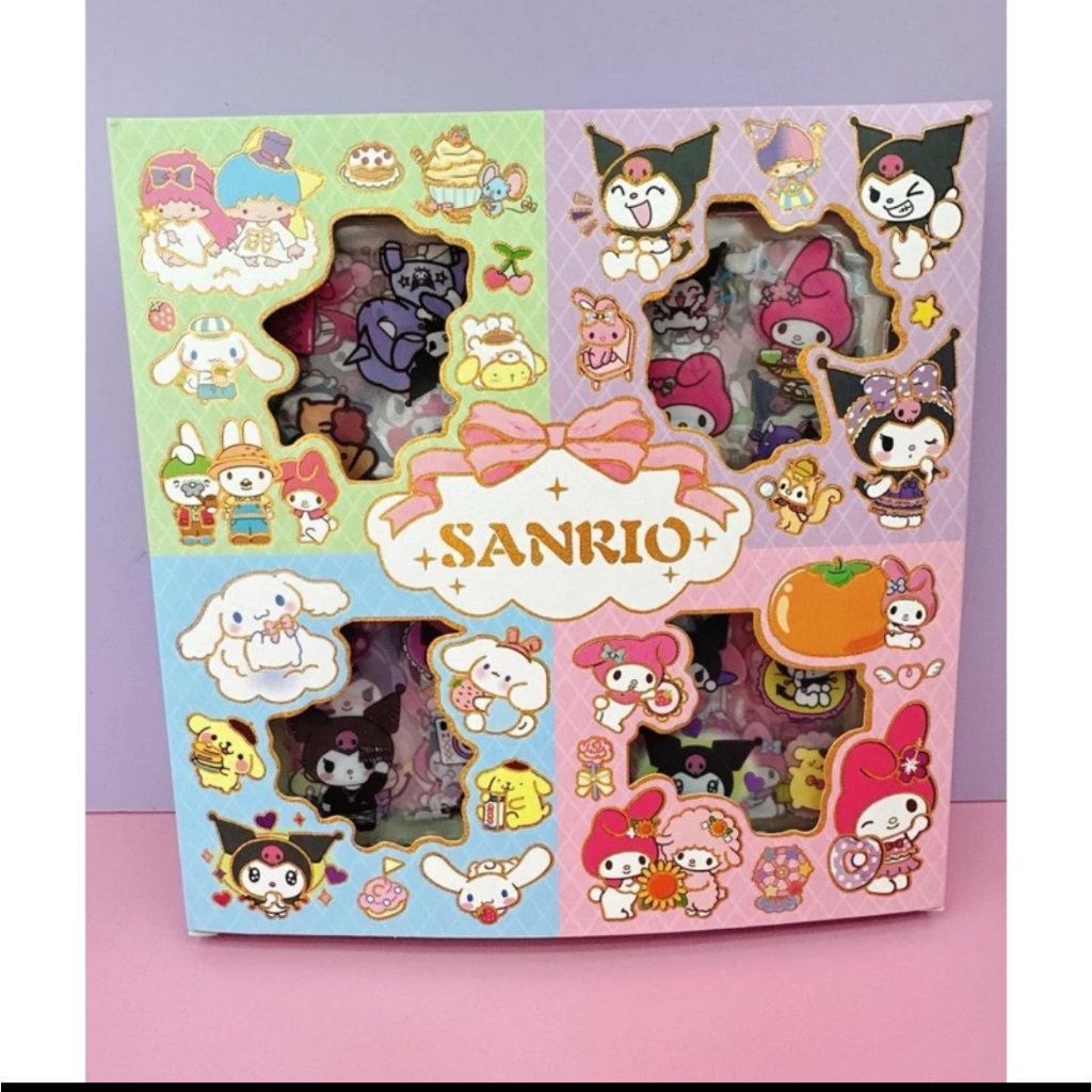 

Stiker Sanrio Mix Motif isi 100 pcs Kuromi Sanrio Melody Cinamoroll