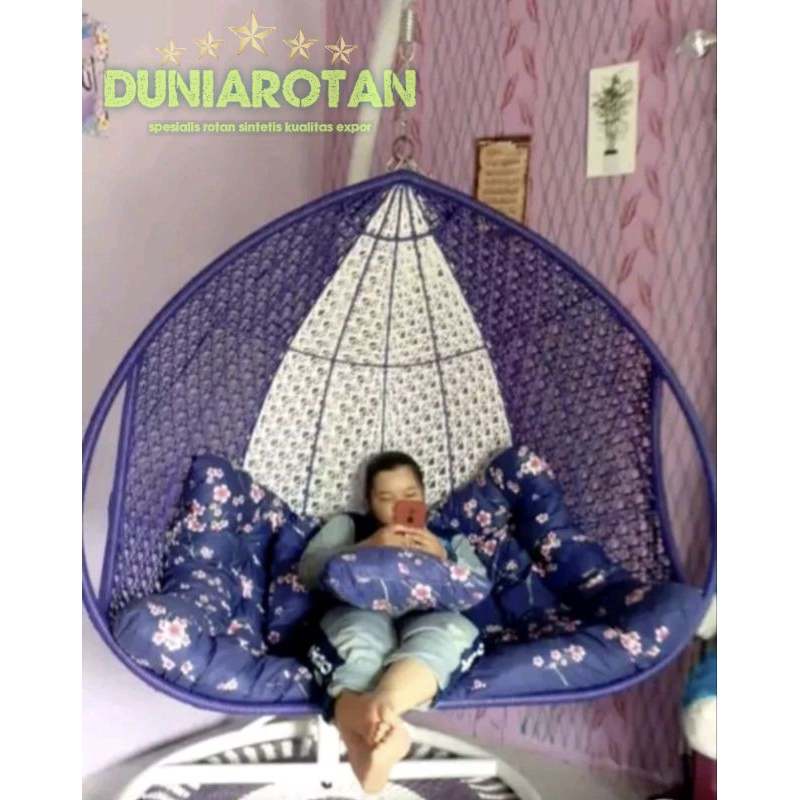 set lengkap ayunan jumbo rotan sintetis lebar 160 cm