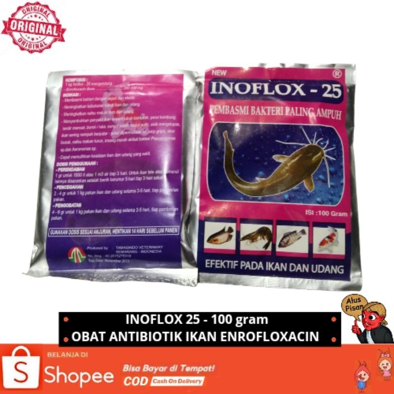 Inoflox 25 100 gram - Obat Antibiotik Ikan Enrofloxacin
