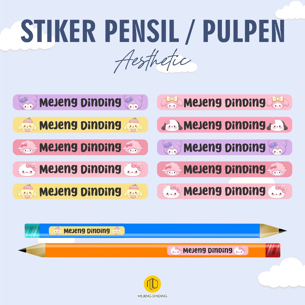 

(ISI 50 PCS) STIKER PENSIL CUSTOM NAMA MOTIF SANRIO / STIKER PENSIL CUSTOM NAMA MOTIF Pompompurin HELLOKITTY KUROMI CINNAMON ROLL / MELODY / Pochacco / STIKER LABEL NAMA CUSTOM / STIKER PULPEN BOLLPOINT CUSTOM NAMA / LABEL NAMA ANAK WATERPROOF TAHAN AIR /