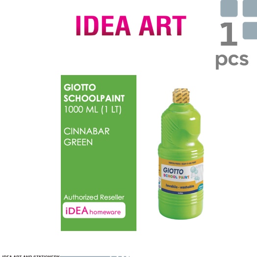 

Giotto School Paint Cinnabar Green Hijau Muda 1 ml Cat Air Poster Lukis Super Washable 1 L KODE E3K3