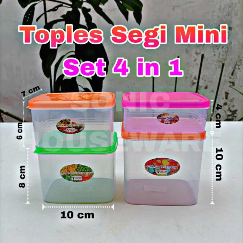 Toples Segi Mini Kecil Bumbu Set 4 in 1 Sealware 200 350 500 650 ML Wadah Tempat Penyimpanan Sambal 