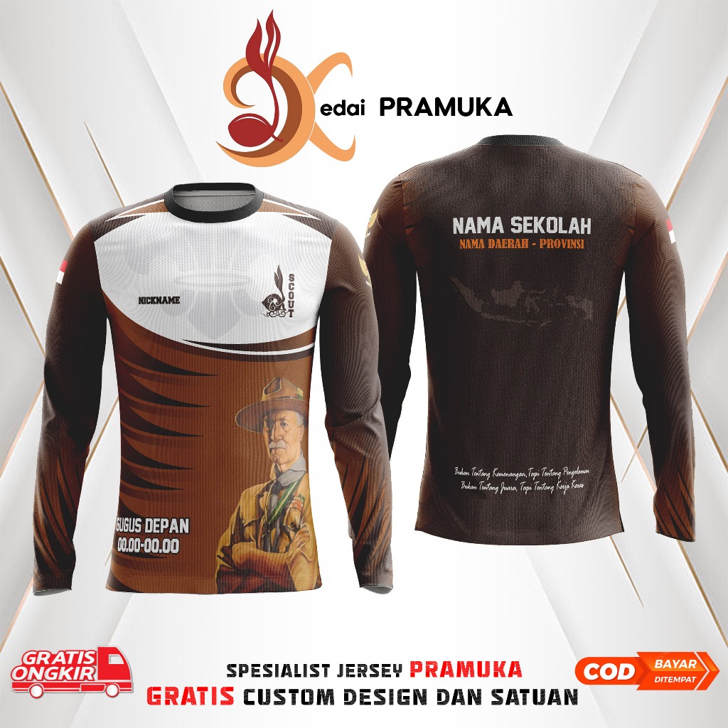 BAJU PRAMUKA OUTDOOR free CUSTOM DESAIN MENYERAP KERINGAT