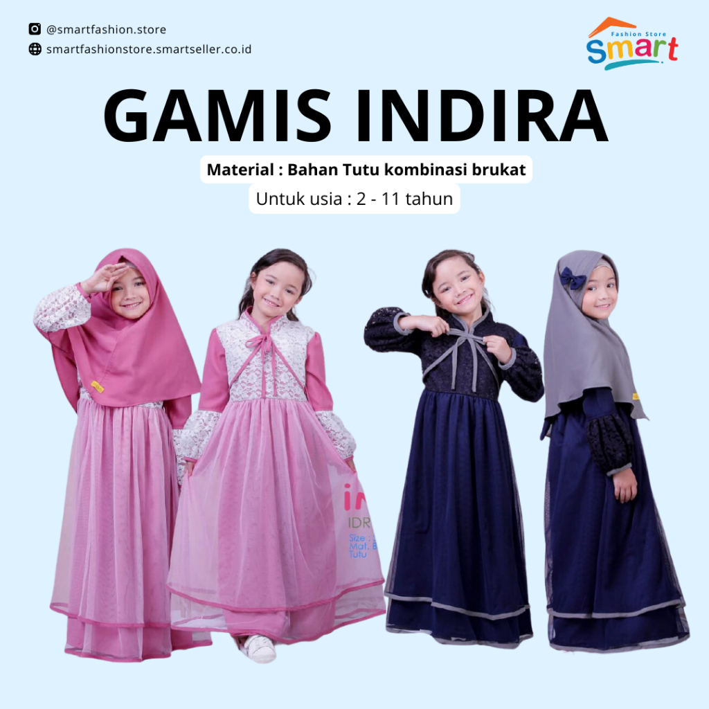 Gamis Anak Indira | Gamis Tutu | Dress Anak | Baju Pesta | Labella