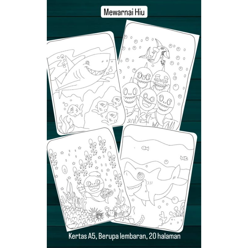 

Printable Mewarnai Hiu A4/A5 - 20 Lembar