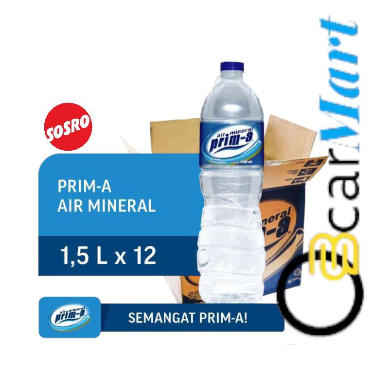 

Depo prima Air Mineral Botol BESAR 1500ml isi 12 × 1.5 Liter