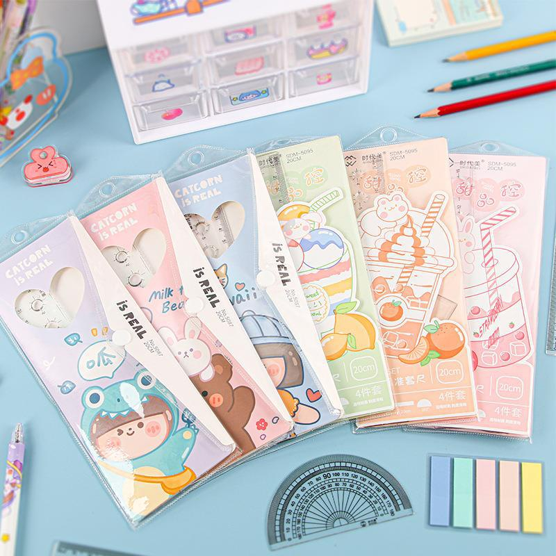 

V-TEC PENGGARIS SET GSET LENGKAP ISI 4 MOTIF KARAKTER LUCU / Penggaris Plastik 1 Set Isi 4 pcs ruler murah