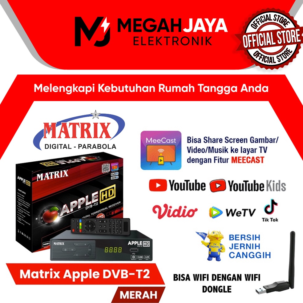 KODE S56O COD READY MATRIX APPLE MERAH SET TOP BOX STB TV DIGITAL DVB T2  PENERIMA SIARAN TV DIGITAL