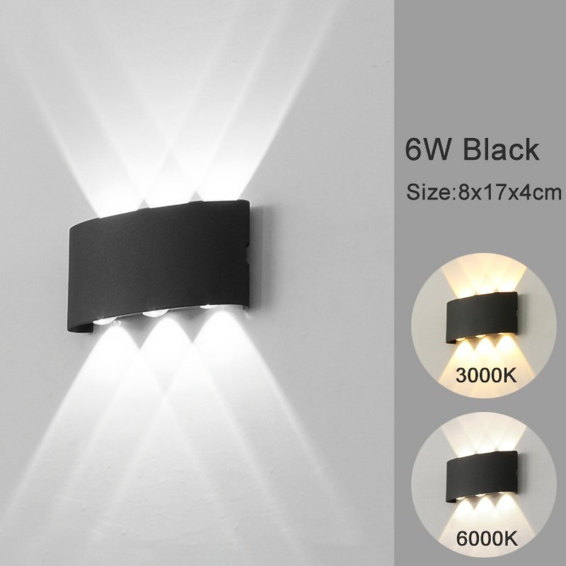 【Ini bukan lampu tenaga surya!】Lampu Dinding Taman Outdoor COB 4 MATA 6 MATA 8 MATA / LED Wall Light Minimalis 4X1W LAMPU TEMPEL COCOK UNTUK TEMBOK PILAR OUTDOOR INDOOR RUMAH-6WHitam-cahaya putih