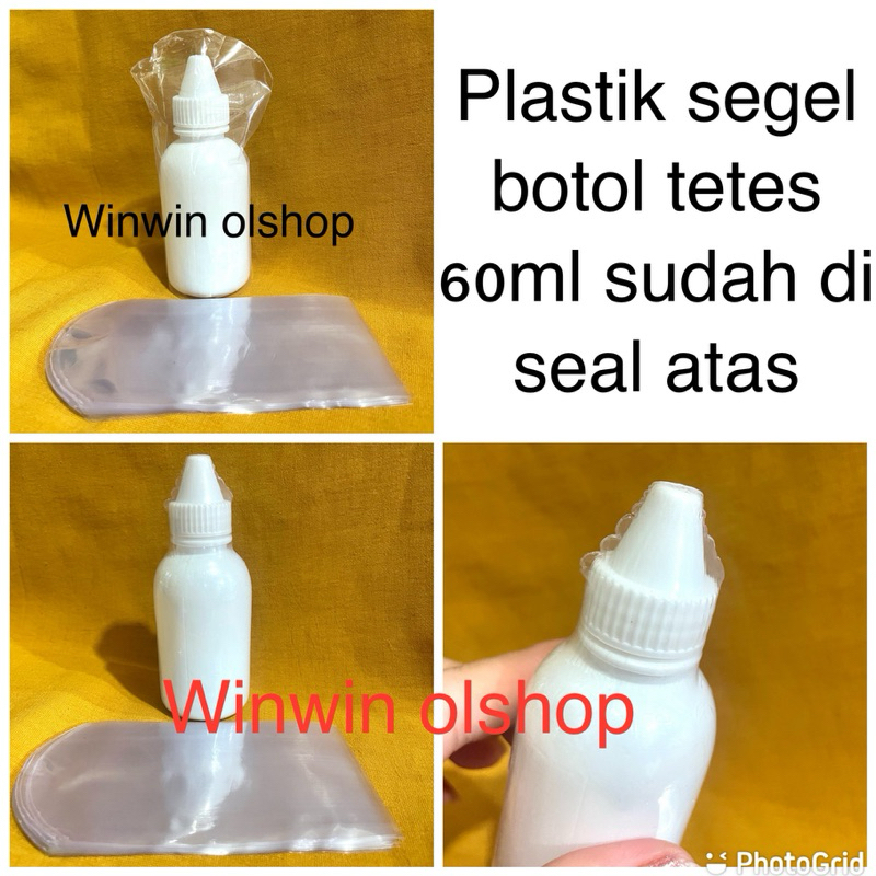 segel plastik botol tetes 60gr seal atas/plasrik segel botol tetes 60ml (isi50)