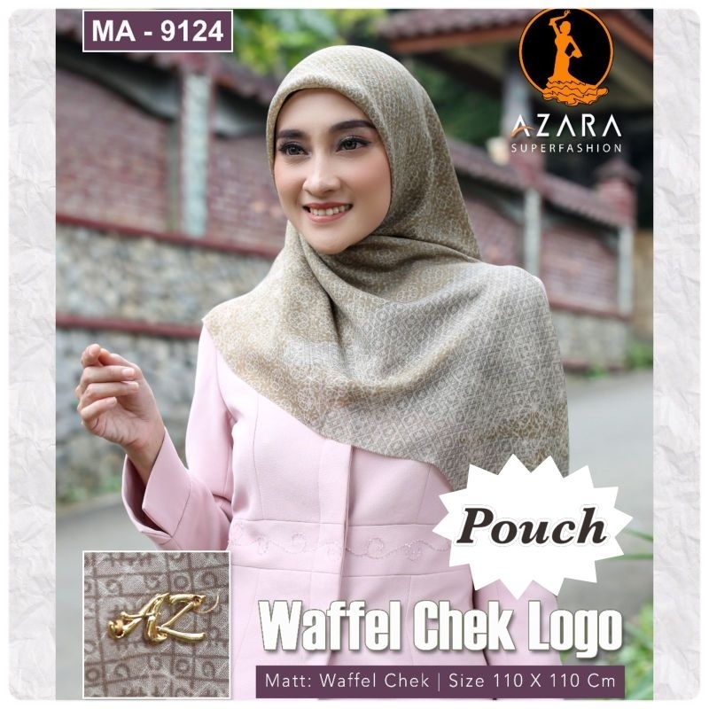 [Grosir/5Pcs]Jilbab Segitiga Motif LaserCut Wafle Check Pouch  Logo Azara