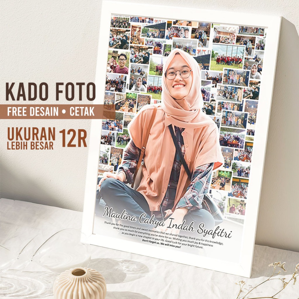 Kado Mozaik Foto Kado Ulang Tahun Hadiah Kado Wisuda Graduation Wedding Anniv Bingkai Kaca 12R (LEBI
