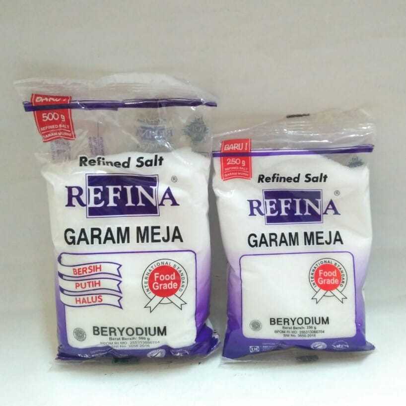 

REFINA Garam Meja Beryodium Original Berkualitas Refined Salt Refill 250 gram / 500 gram - WNN Shop Murah Lebay