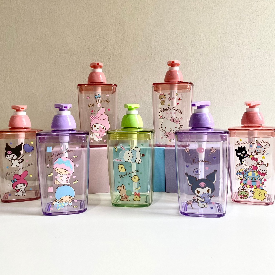 Ramah Lingkungan Pump Dispenser Bening Tempat Sabun Cair Sanrio My Melody Kuromi Little Twin Star Ci