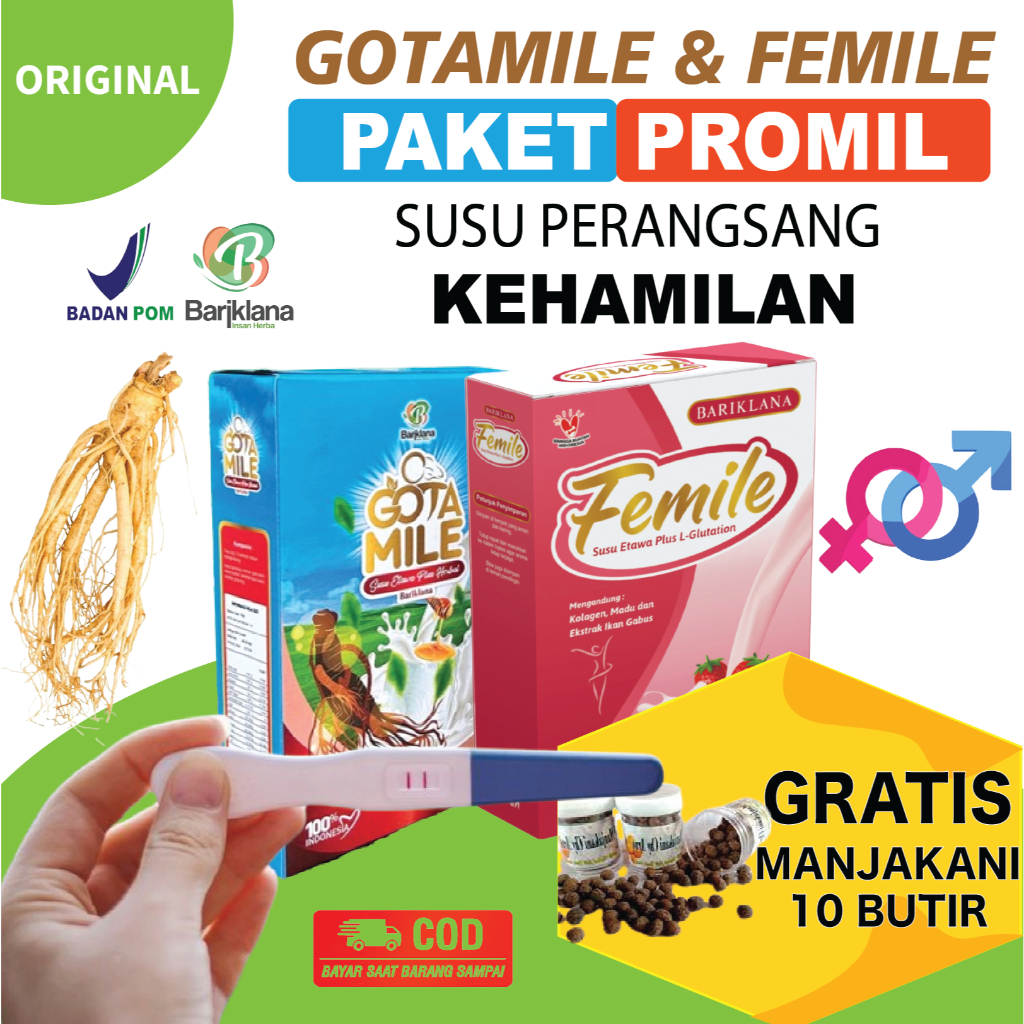 

( GRATIS MANJAKANI ) PAKET PROMIL Femile dan Gotamile Susu Kambing Plus Gingseng dan Collagen untuk Merangsang Kehamilan