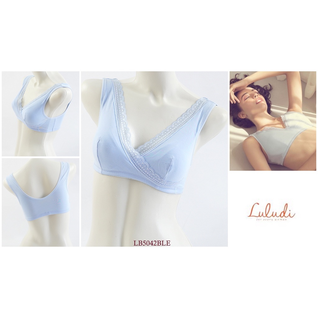 Bra Wanita Tanpa Kawat Tanpa Busa Full cup LULUDI BY WACOAL Mix Hias Lace Premium Pakaian Dalam LB50