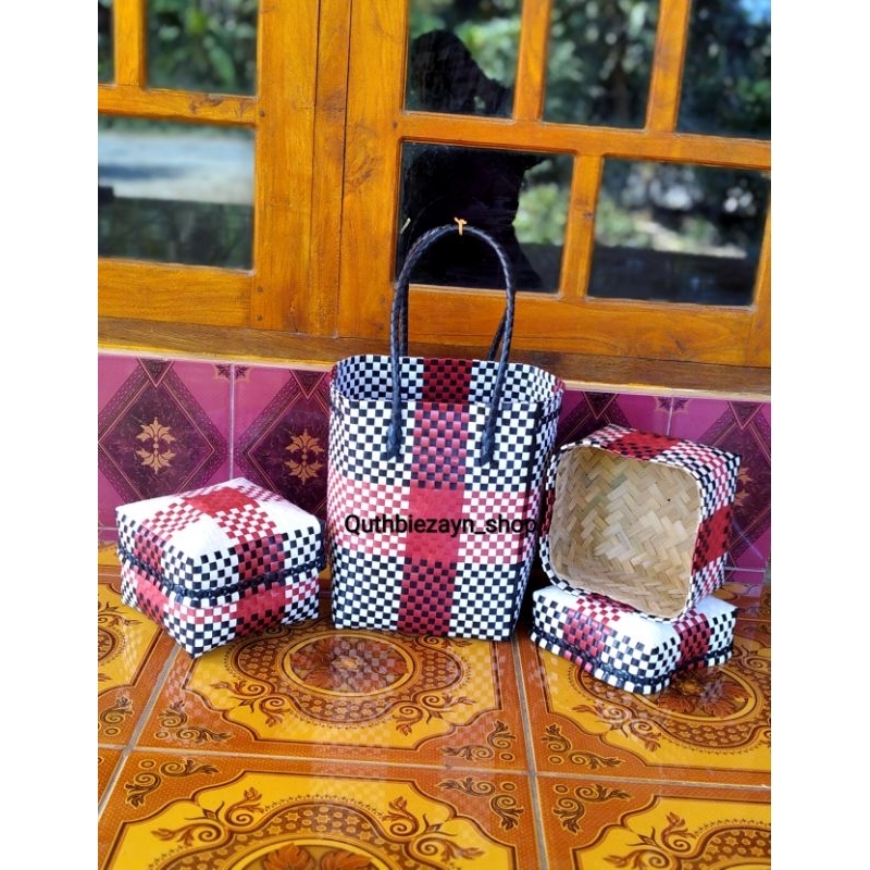 Keben BALI plastik kaca set isi 2  SUDAH ADA BAMBU / Keben set plastik kaca isi 2/ Sodan kepura isi 