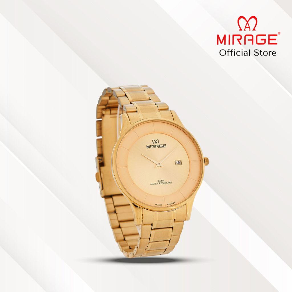 Mirage Jam Tangan Pria Analog 2 Jarum 8670 M Gold Original Stainless