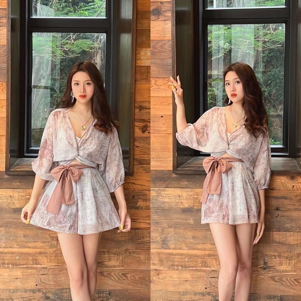 Ayumi 2pcs Set Blouse Outer n Shorts SET7107