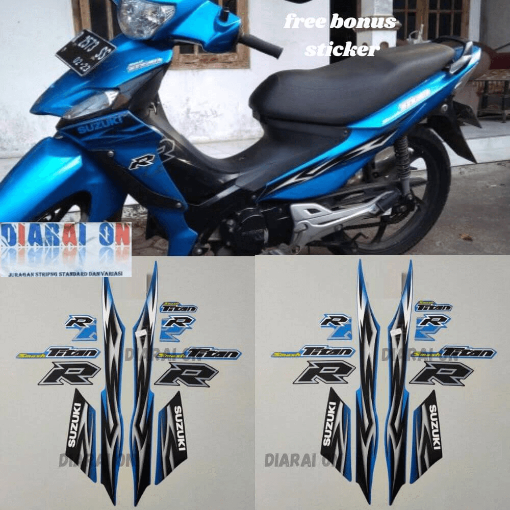 Striping Stiker Suzuki Smash Titan R 2010 - Titan 110 Biru Murah