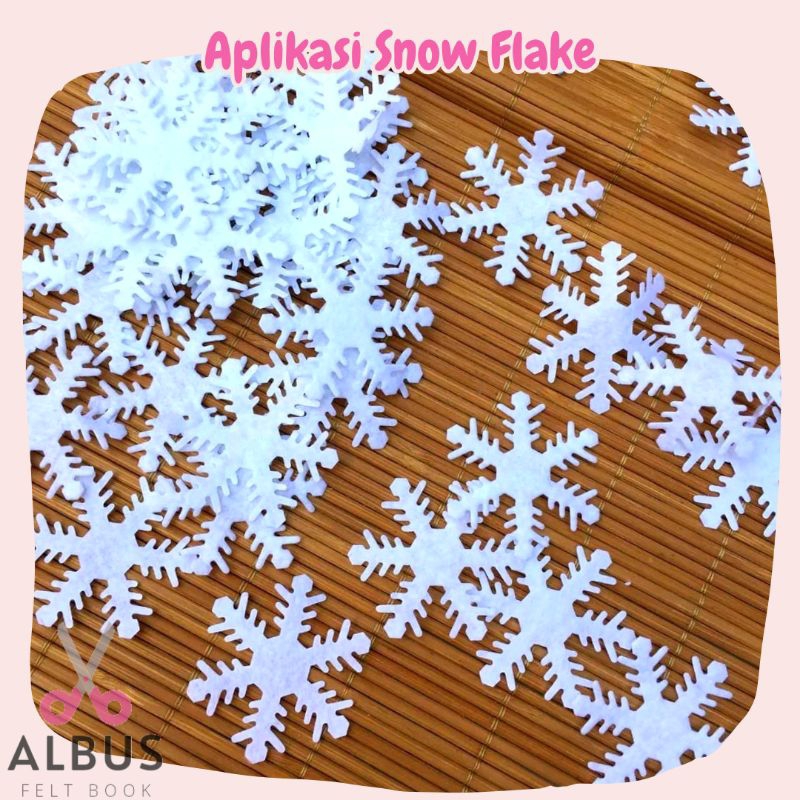 SNOW FLAKE Aplikasi Tempel / Jahit Flanel Kaku