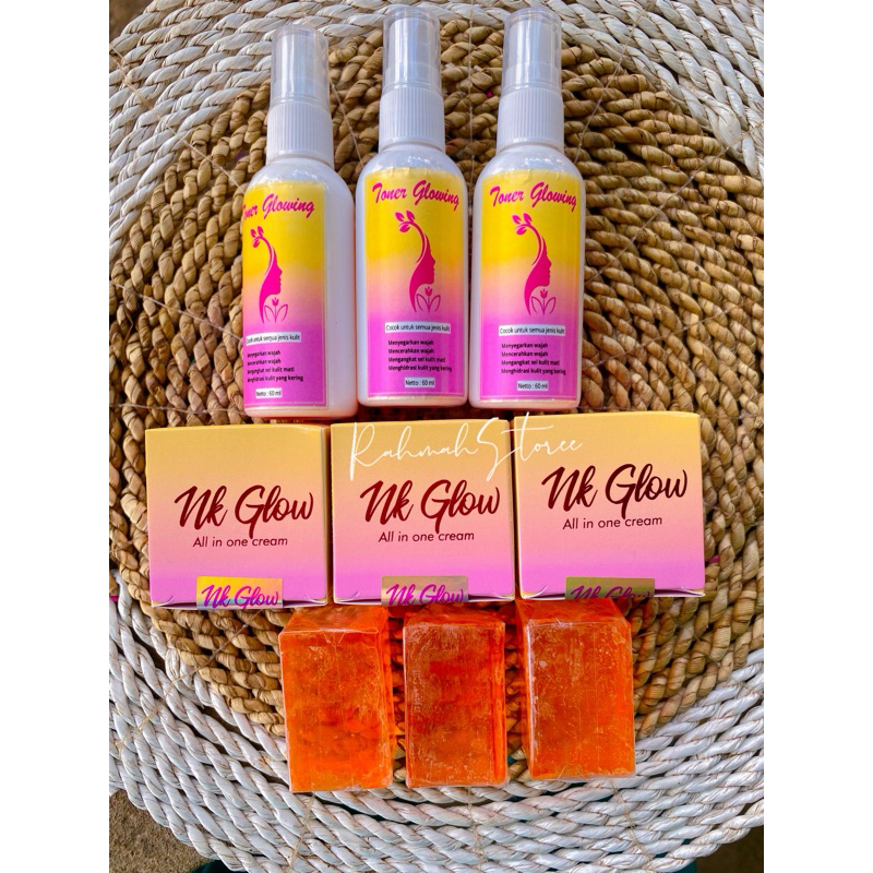 Paket grosir ( 3 pot cream nk glow - 3 toner - 3 sabun )