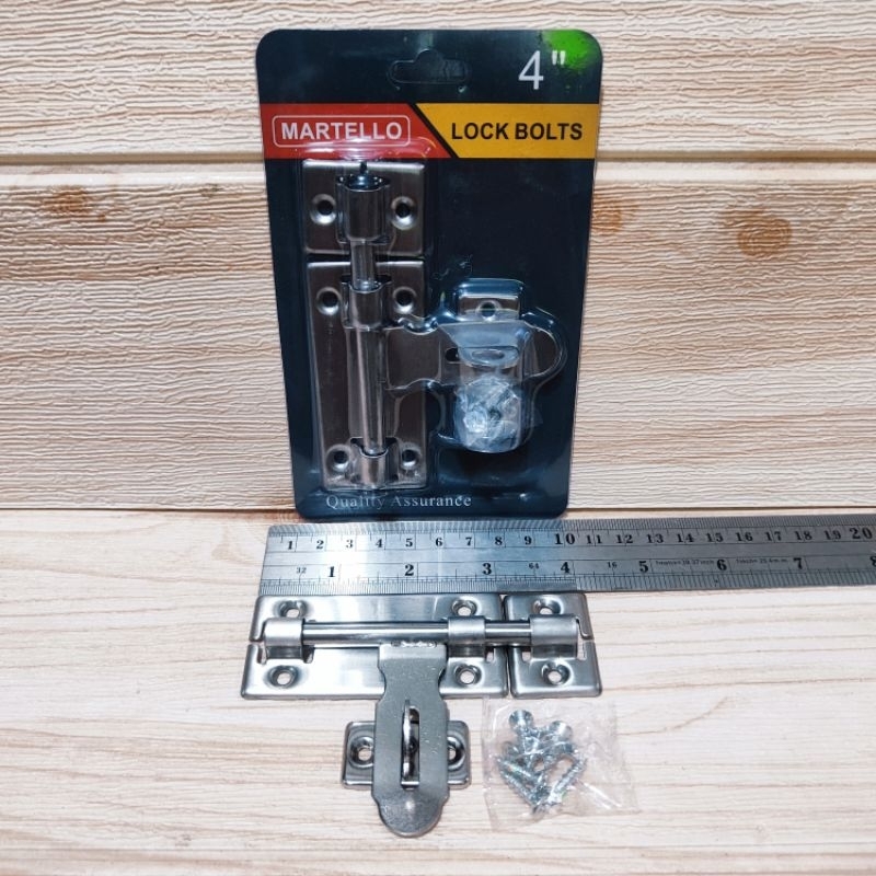 Grendel Gerendel Kamar Pintu Pagar 4" Inch Grendel Overval Slot Gembok Lock Bolts Stainless Martello