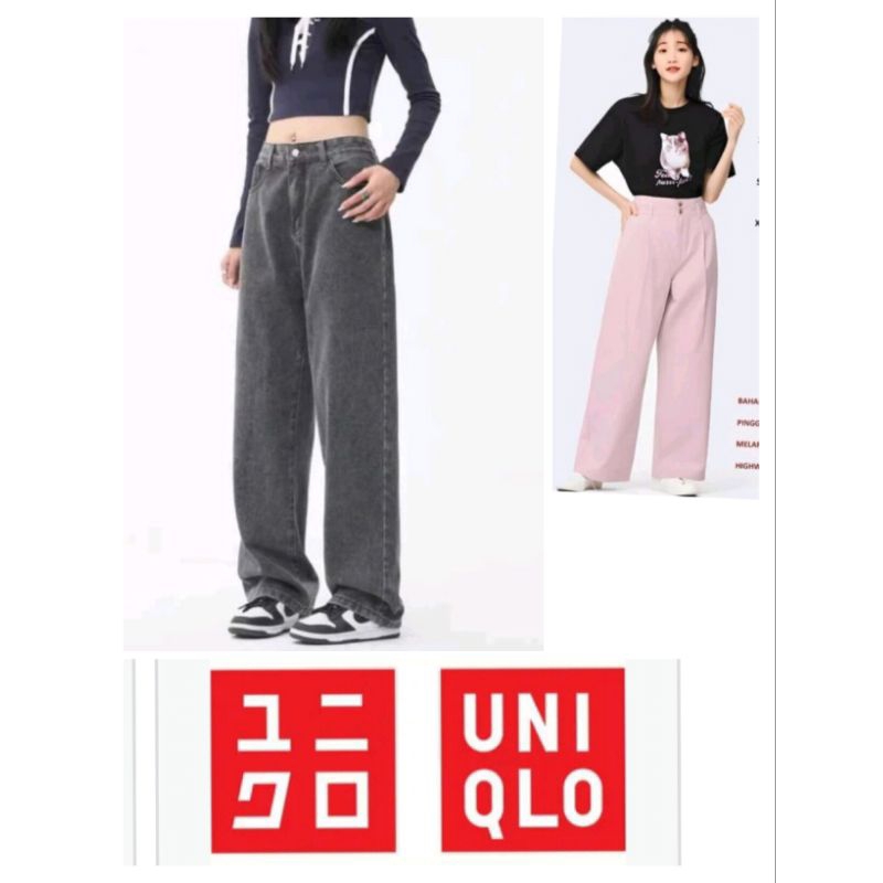 Celana Gu Denim Kulot Style Korean Baggy Wanita