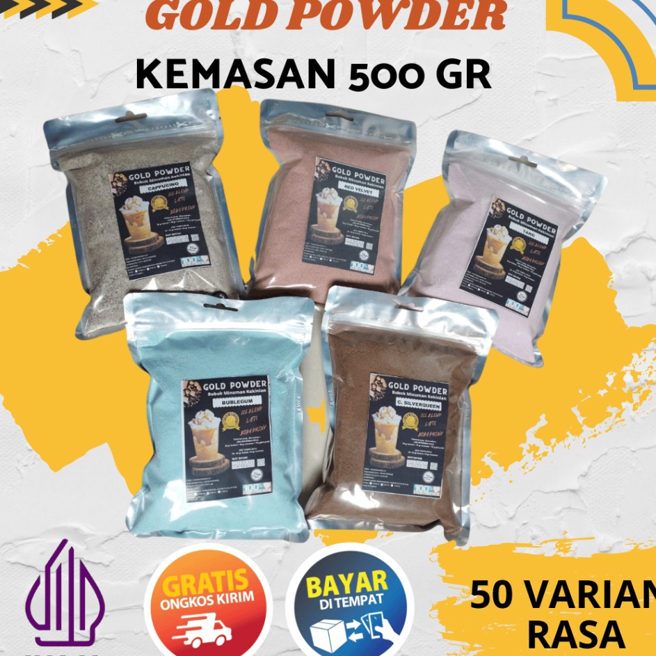 

KODE PRODUK CVSU88894 GOLD Powder 5 g bubuk minuman premium Minuman Bubuk Instan serbuk minuman kekinian Boba Powder Drink Bubuk Boba Bubuk Aneka rasa bubuk cappucino powder drink Bubuk Es Teh Aneka Rasa Semarang Jawa Tengah Halal HAL