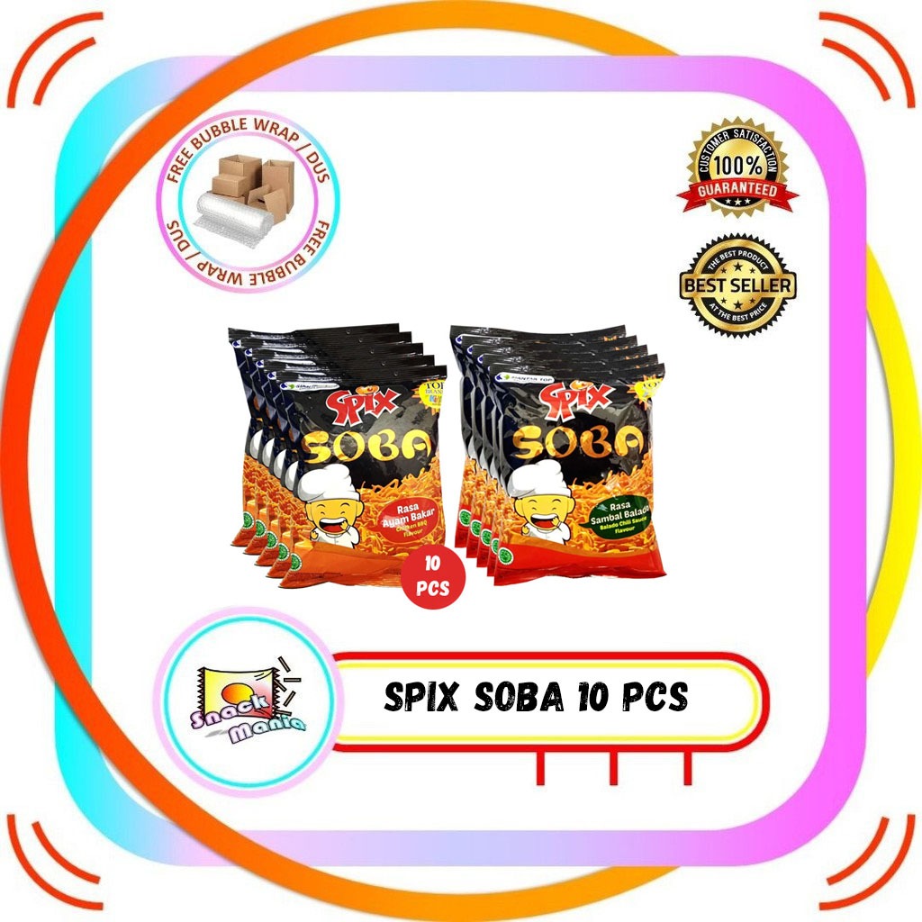 

Spix Mie Soba Ayam Bakar | Sambal Balado ~ 21 gr x 10 sachet Snack Mi