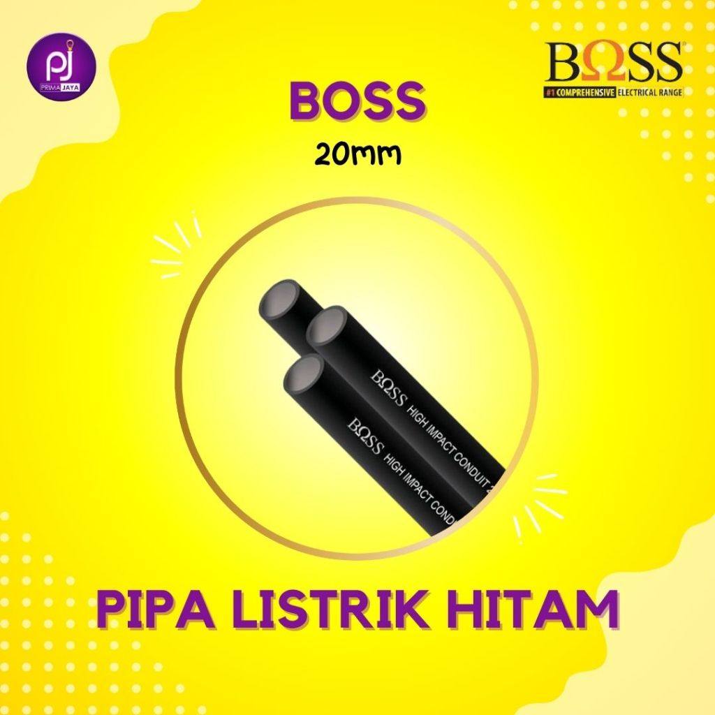 Pipa Paralon Conduit Boss Kabel Listrik Dinding Ukuran 20mm Panjang 2.9 Meter Warna Hitam Pralon PVC
