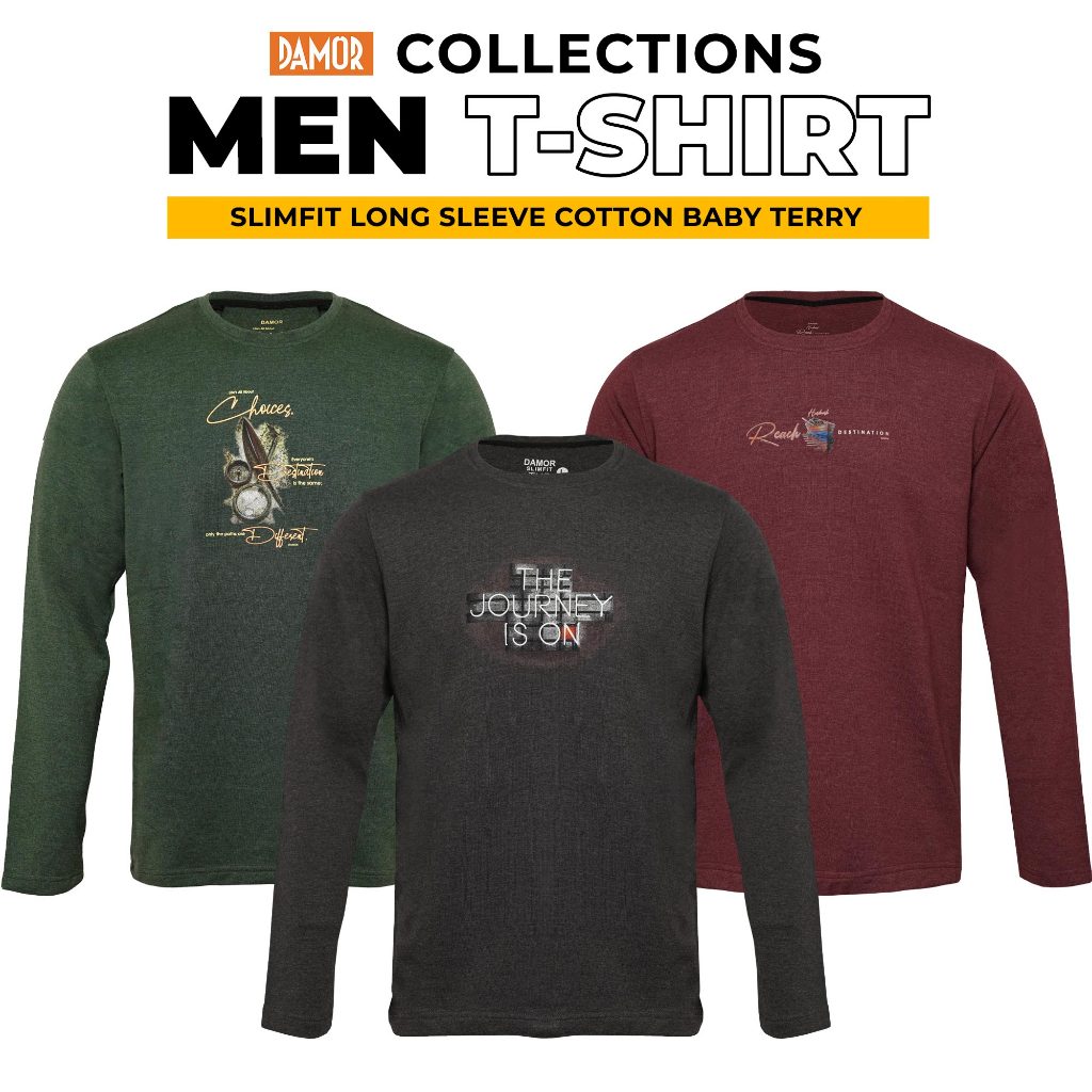 Koleksi Baju Kaos Damor Slimfit Lengan Panjang Baby Terry