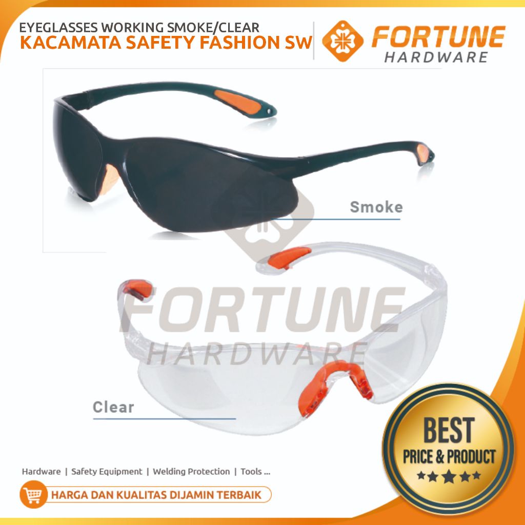 Kacamata Pelindung Safety Proyek Bening Hitam / Safety Glasses SW
