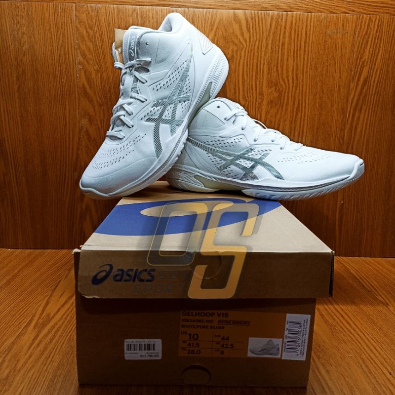 Sepatu Voli Asics Gel Hoop V15 (White/Pure Silver) 100% ORIGINAL
