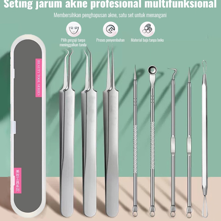 8pcs Pinset Komedo Stainless Alat Jerawat Alat Penjepit Komedo Alat Penghilang Komedo Hidung Set