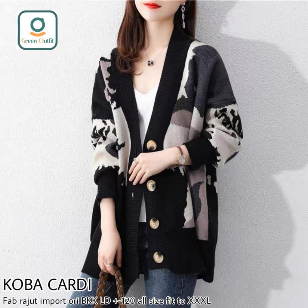 koba cardigan sweater rajut wanita jumbo all size ld 110 lengan panjang knit import korea premium