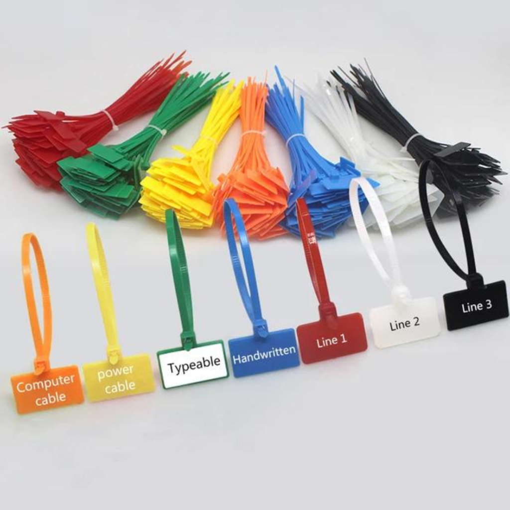 

kabel TIES TIS pengikat with MARKER name tag label 100MM x 2.5MM warna putih