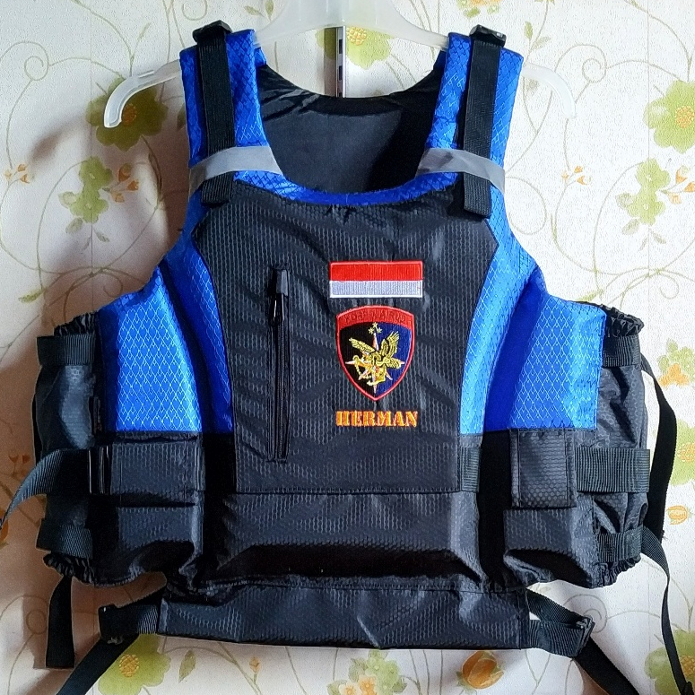 Custom bordir logo life jacket pelampung