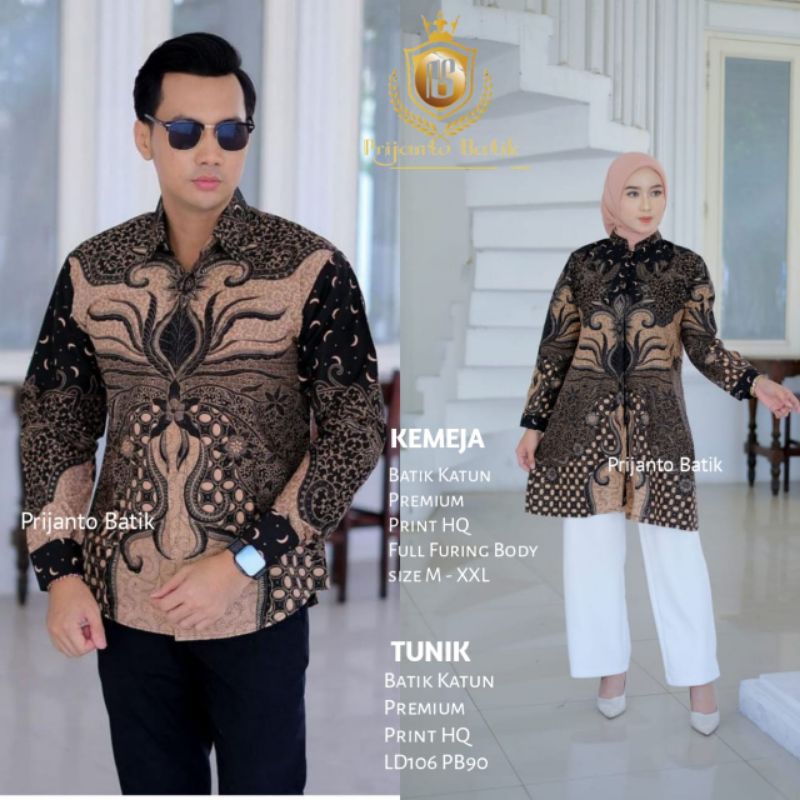 Couple sarimbit batik hem panjang+tunik ori batik solo