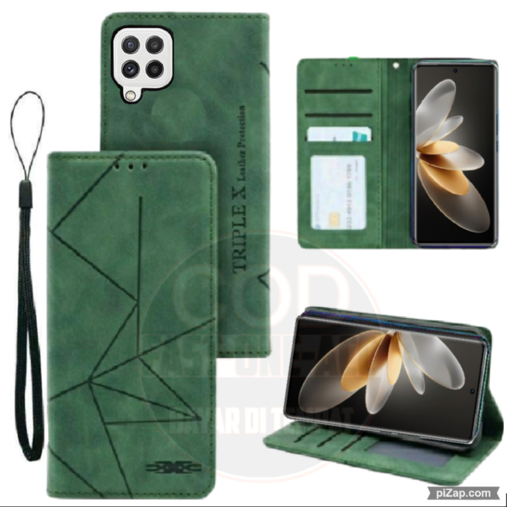 CASE HP SAMSUNG A22 4G - CASING DOMPET MOTIF -FLIP COVER LEATHER-SARUNG HP