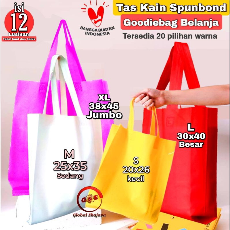 

Goodiebag Tas kain Spunbond Uk 20x26x10 , 25x35x10 , 30x40x10 38x45x10 Totebag godybag ultah hajatan