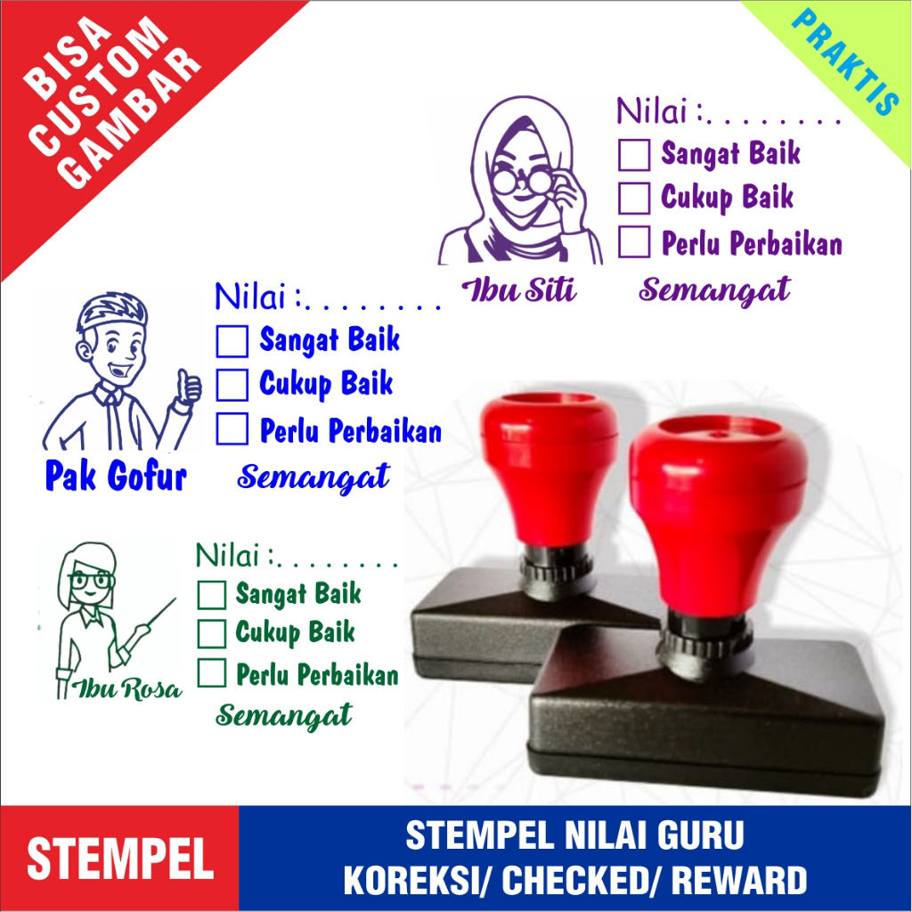 

Stempel Penilaian Guru/ Penilaian / Koreksi / Checked /Reward yang sangat praktis di pakai Tanpa bantalan sudah otomatis tinta.