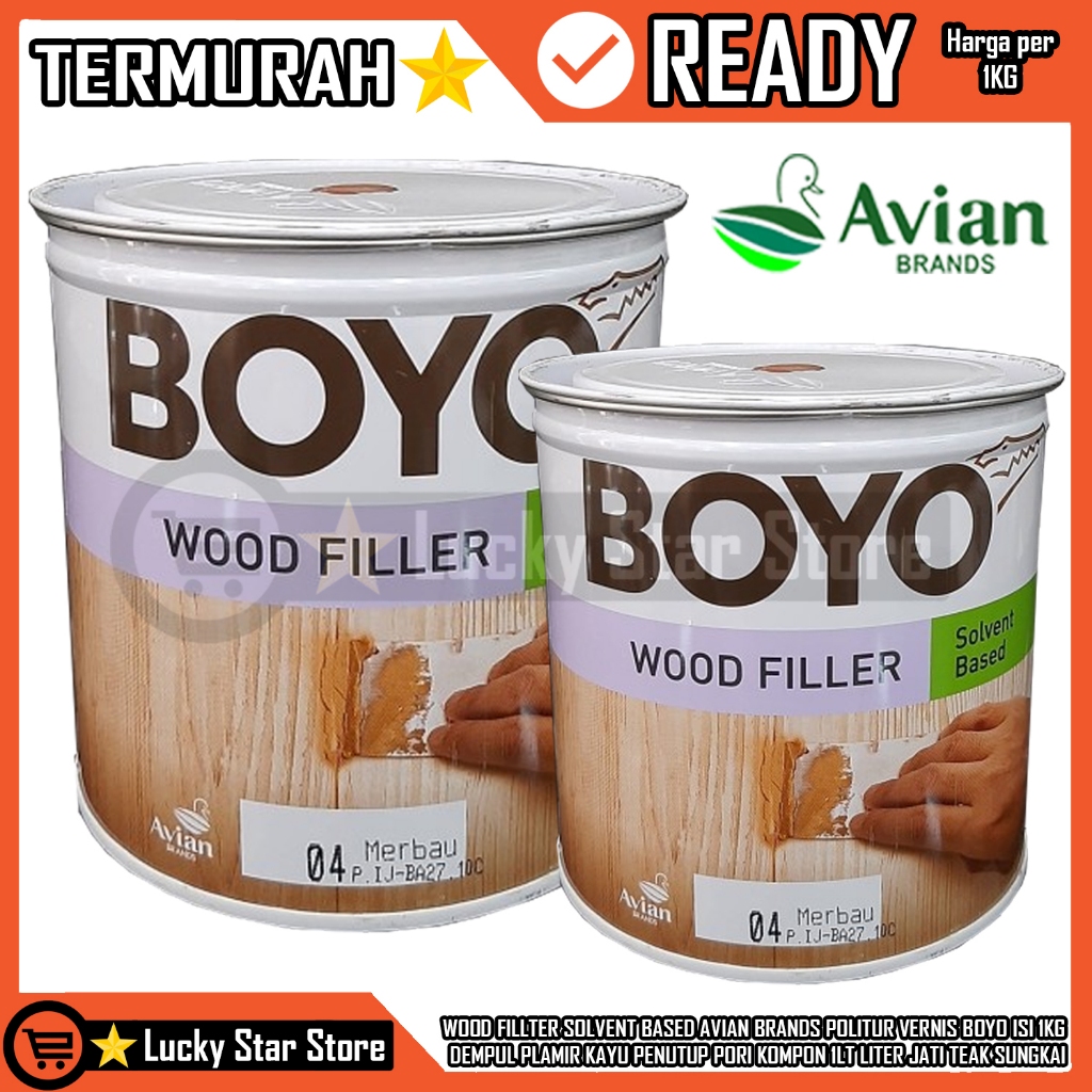 WOOD FILLTER SOLVENT BASED AVIAN BRANDS POLITUR VERNIS BOYO ISI 1KG DEMPUL PLAMIR KAYU PENUTUP PORI 