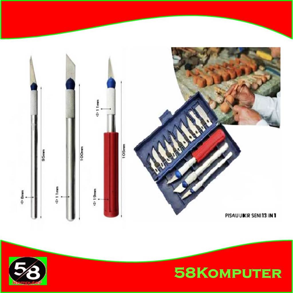 

Satu set Pisau Ukir Seni KNIFEZER Pisau Ukir Seni Hobby Crafting Art Knife Metal Handle 13 in 1 Pisau Sayat Okulasi Bonsai Kelapa Set Pisau Ukir Seni