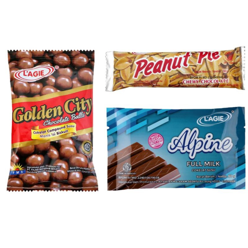 

L'agie lagie aneka cokelat chocolate alpin golden city peanut pie