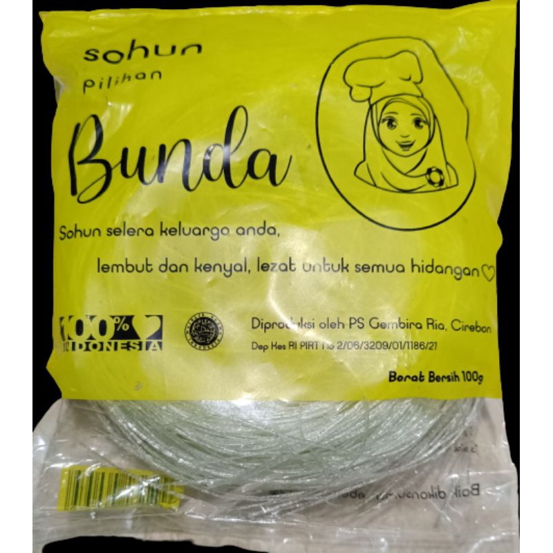 

Sohun Bunda 100 gr (Cocok: Baso, Soto, Sop, Tekwan, Japchae, Tumis/Goreng, dll.)