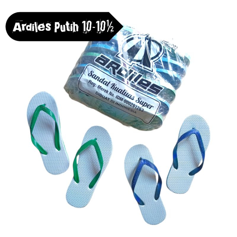 (Grosir) Isi 6 Sandal Jepit Pria Ardiles Putih 10-10½