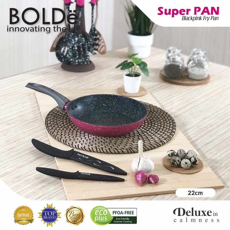 BOLDe Panci / Super Pan Fry Pan Black Pink 22 cm Panci Teflon Penggorengan BLACKPINK SERIES